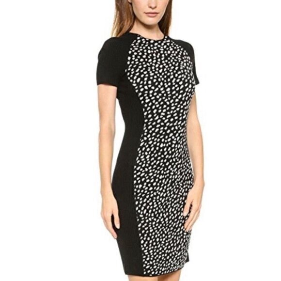 Tory Burch Women's Black Patterned Sweater Short Sleeve Dress Size Medium‎ - Picture 1 of 12